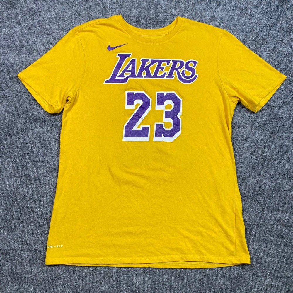 Nike LeBron James‎ Lakers 23 Dri-FIT T-Shirt Mens Large Yellow NBA 561416-78H